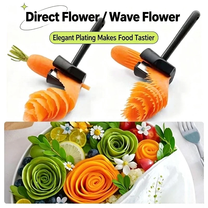 Stainless Steel Vegetable Spiral Slicer Creative Flower Carving Tool Carrot Cucumber Salad Rolling Cutter