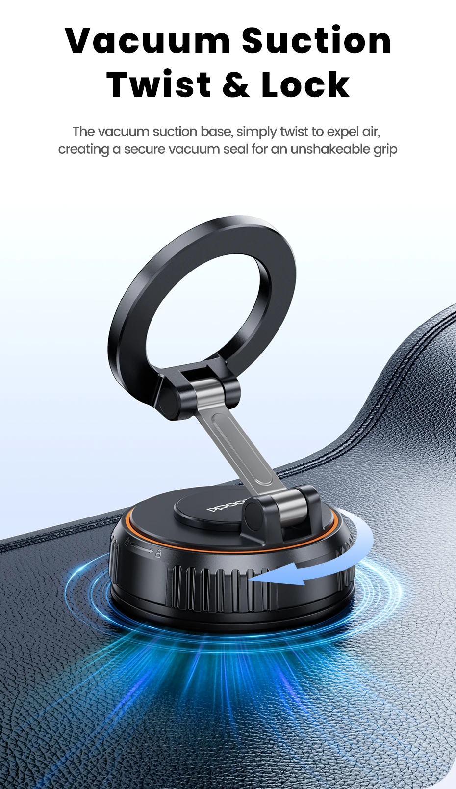 Toocki Vakuum-Magnetischer Auto-Handyhalter Saugnapf-Autohalterung 360° ° Verstellbarer, faltbarer Ständer für iPhone, Xiaomi, Huawei, Samsung – Detail 3