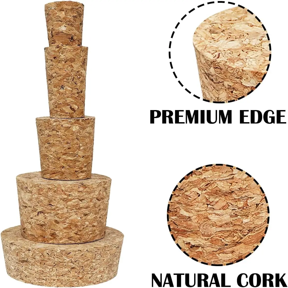 Tapón de botella de vino de 50/10/5 piezas, contenedor de pudín, tapa de corcho, tubo de bureta, tapa de madera, 19 tamaños