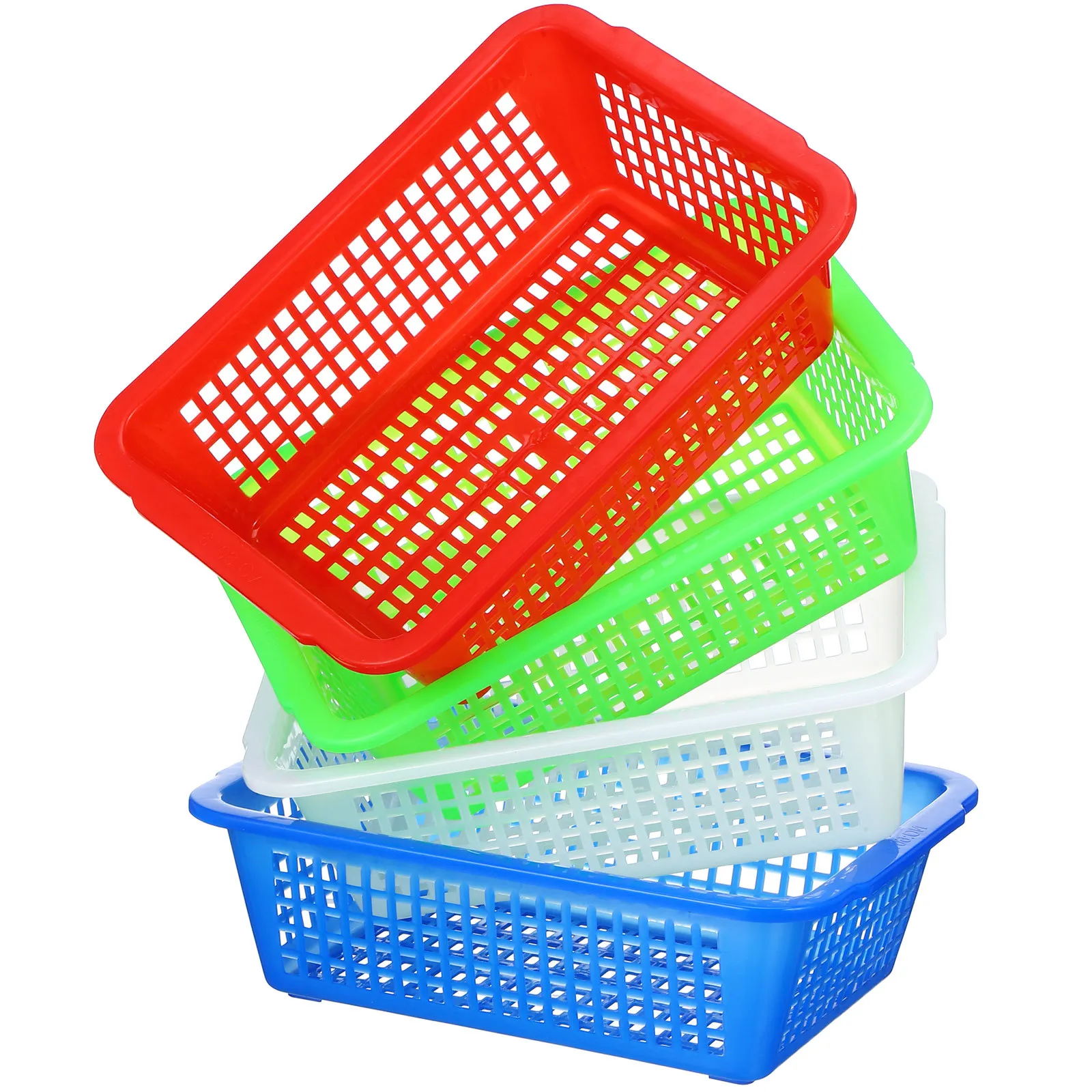 

4Pcs Drain Basket Rectangular ABS Material Fast Drainage Multi-Function Storage for Kitchen Fruit Vegetable Washing Basket
