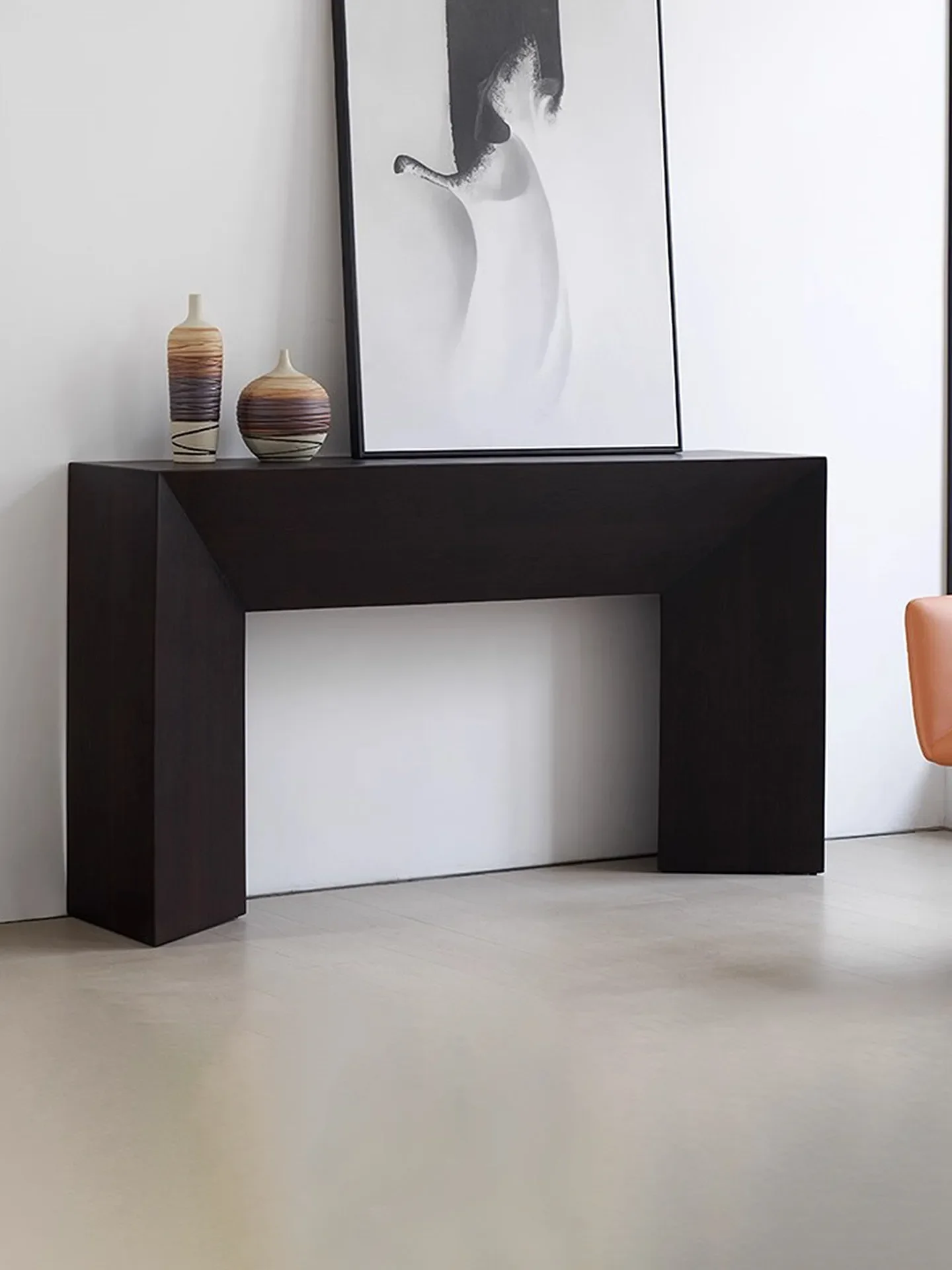 HYS light luxury fireplace decoration entrance table living room black square foyer side cabinet