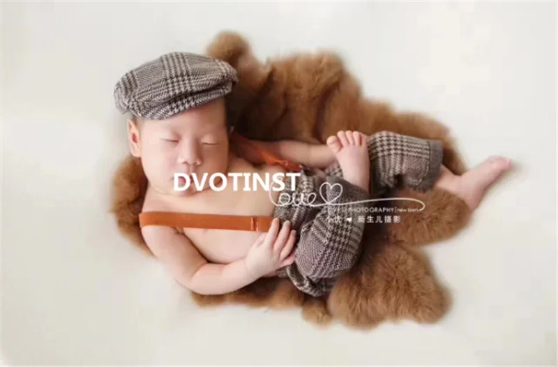 Newborn Photography Props for Baby Boys Clothes Suspenders Pants+Hat Gentleman Set Costume Clothing Studio Shoot Photo Prop