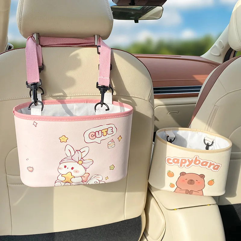 

Universal Car Seat Back Organizer PU Leather Storage Bag Multi-Pocket Design Waterproof Tissue Holder Cup Holder
