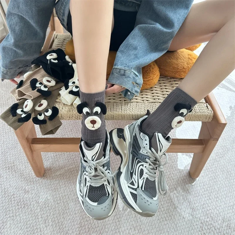 

1Pair Spring Summer Cotton Short Sock Cartoon 3D Puppy Dog Animal Harajuku Kawaii Women Girls Anklet Socks Breathable Casual