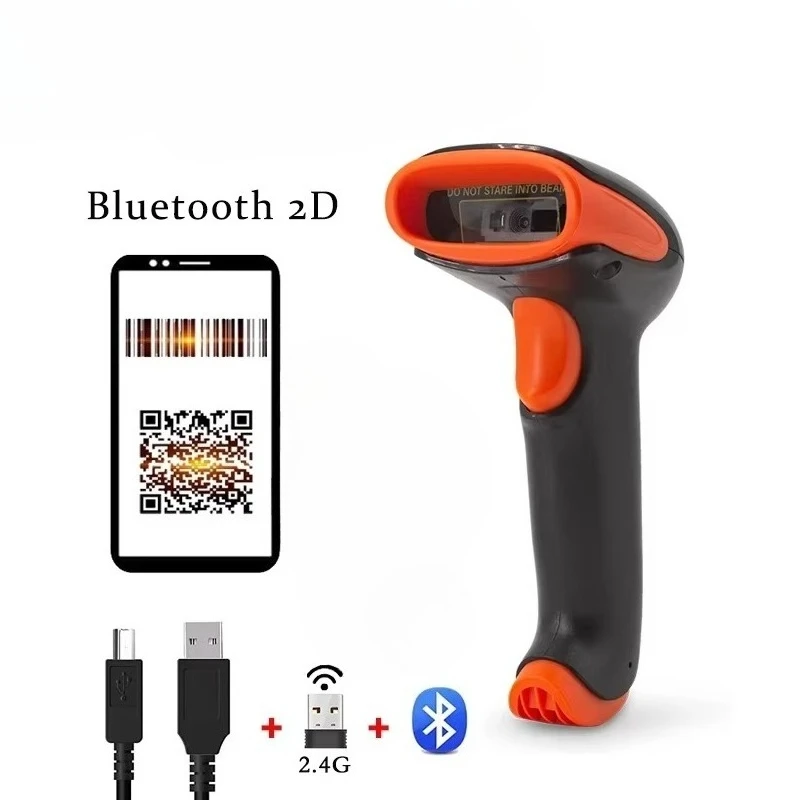 Barcode Scanner Wireless or Wired 1D 2D Bluetooth Handheld Barcode Reader USB Scanner 2d QR Code Reader PDF417 Desktop Scanner