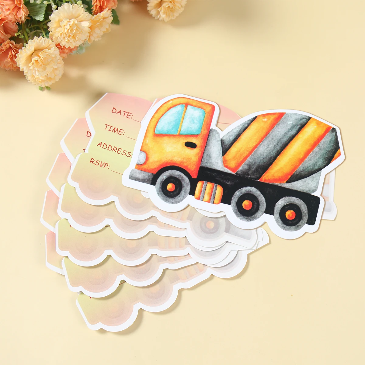 Construction Theme Invitation Cards Boys Birthday Party Decoration Excavator Vehicle Birthday Party Supplies Baby Shower Decor