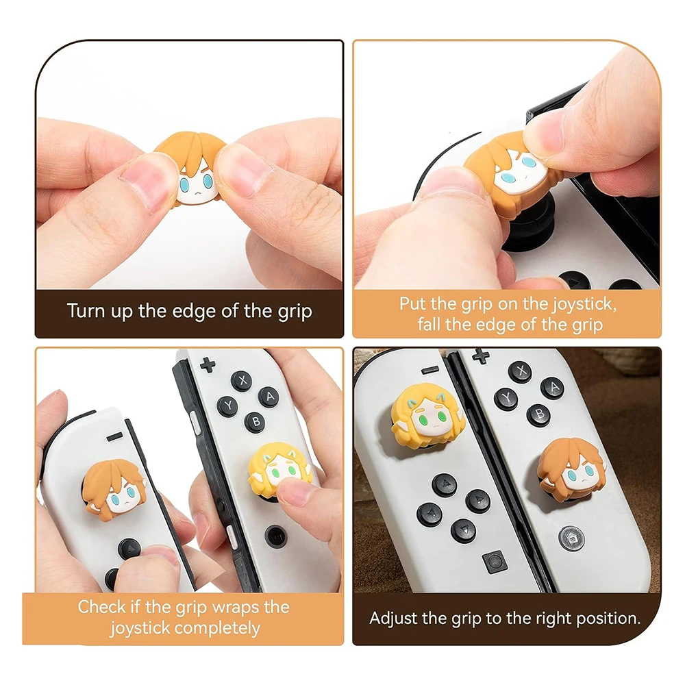 4 sztuki Cartoon silikonowe analogowe uchwyt na kciuk czapki kompatybilne z Nintendo Switch Oded/Switch Lite/Switch Joystick osłona ochronna