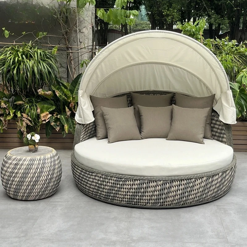 เตียงนอนกลางวัน, โซฟาหวายทรงกล - Rattan Lounge Set บทวิจารณ์และราคา