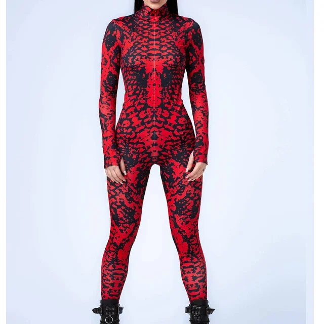 Suit Women Festival Outfit Catsuit Front Zipper Punk Rave Jumpsuit Robot Cosplay Bodysuit Morphsuit Party Rave Clothes