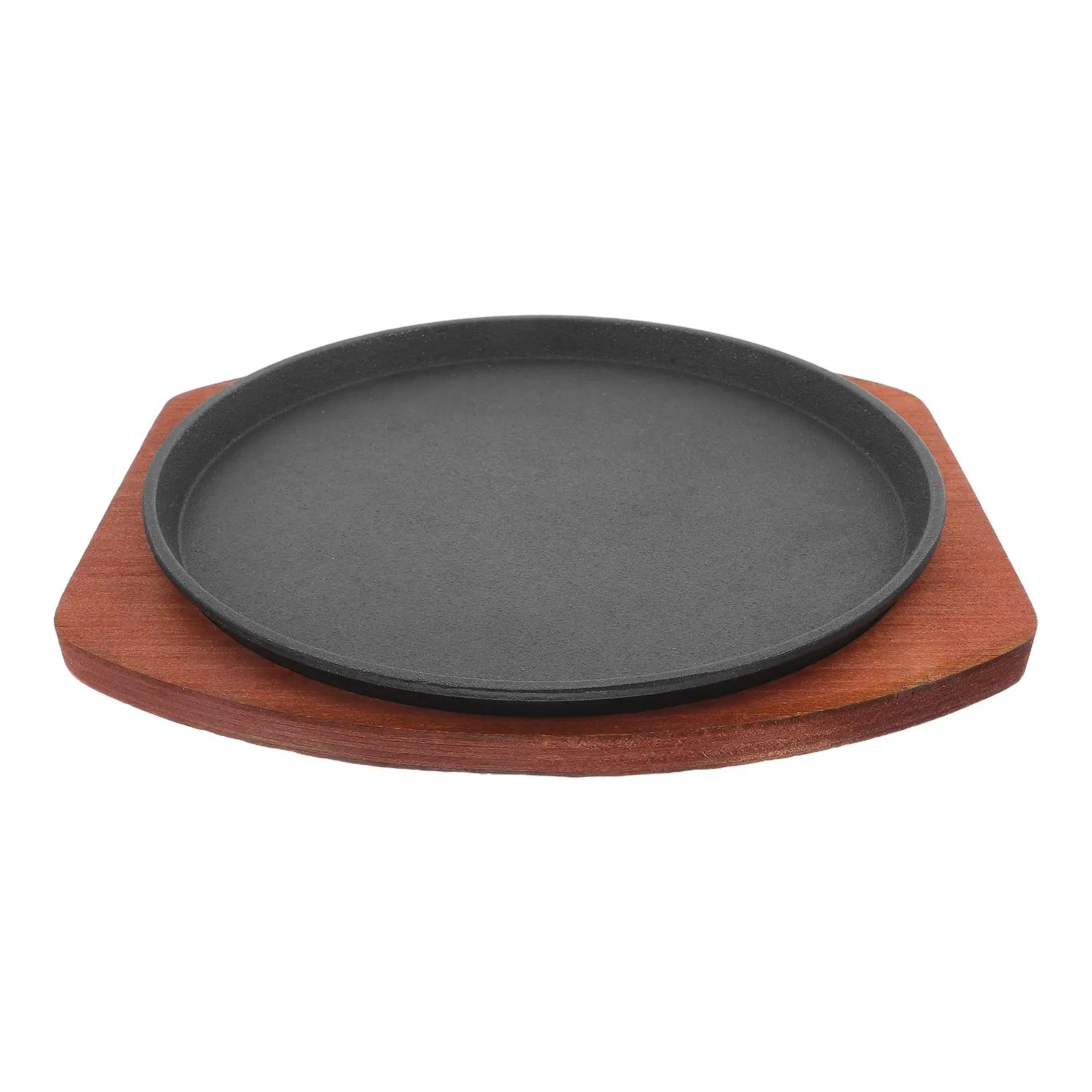 

Cast Iron Barbecue Tray Thickened Round Frying Pan Home BBQ Grill Steak Even Heat Distribution Easy Clean Camping Stove