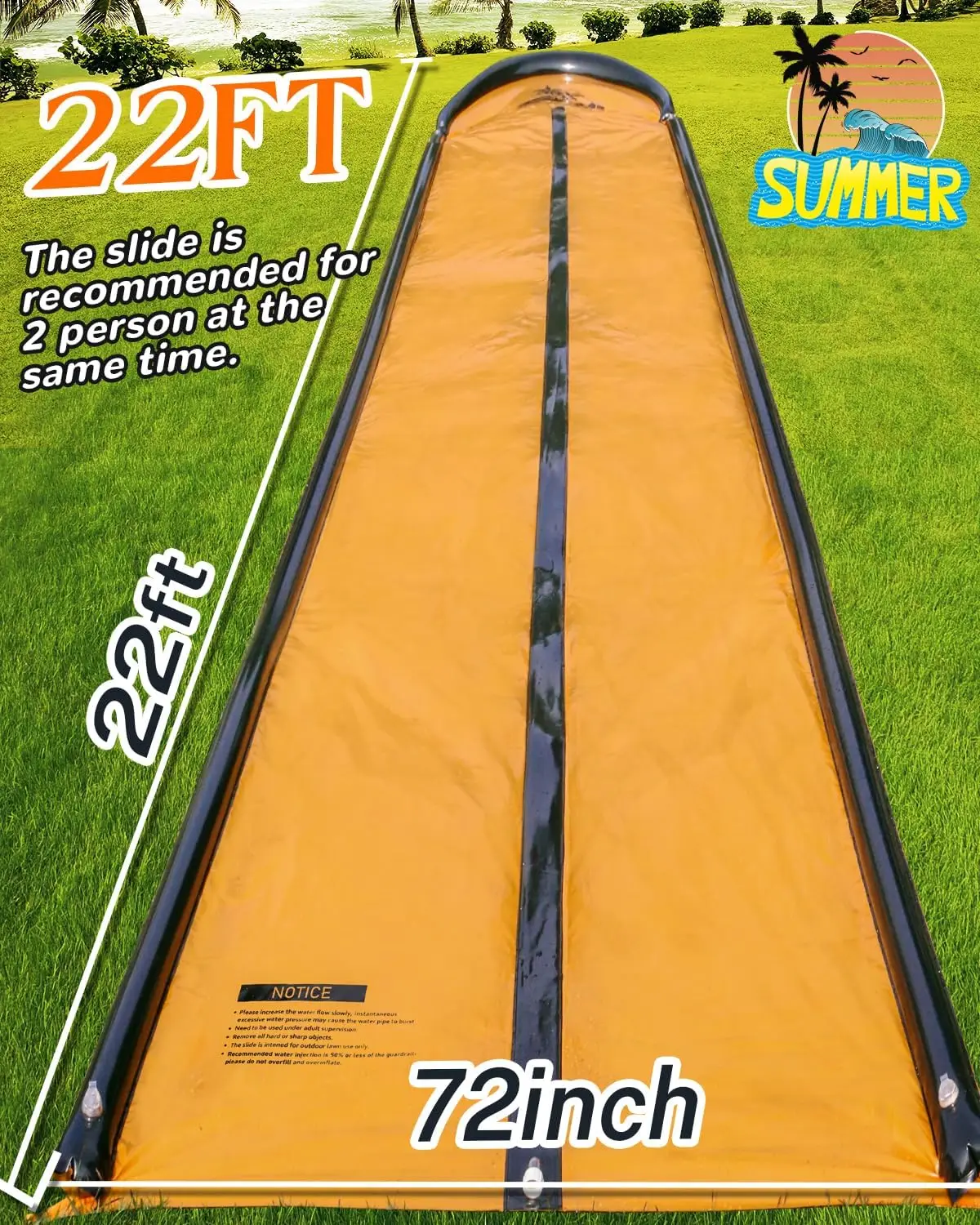 Extra Long 22ft Backyard Water Slide for Kids and Adults, Includes Splash Pool and 2 Inflatable Bodyboards, Summer Outdoor Water Toys for Kids Ages 5-12