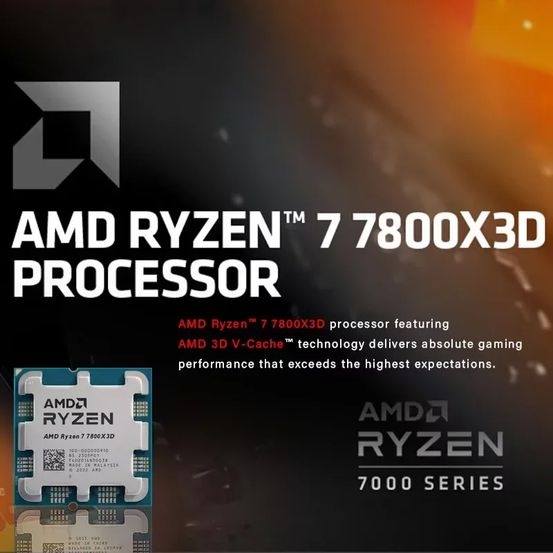 معالج ألعاب AMD RYZEN 7 7800X3D CPU AMD R7 7800X3D 8-Core 16-Thread 5NM 96M مقبس AM5 بدون مروحة لعبة كاش Hot No Fan