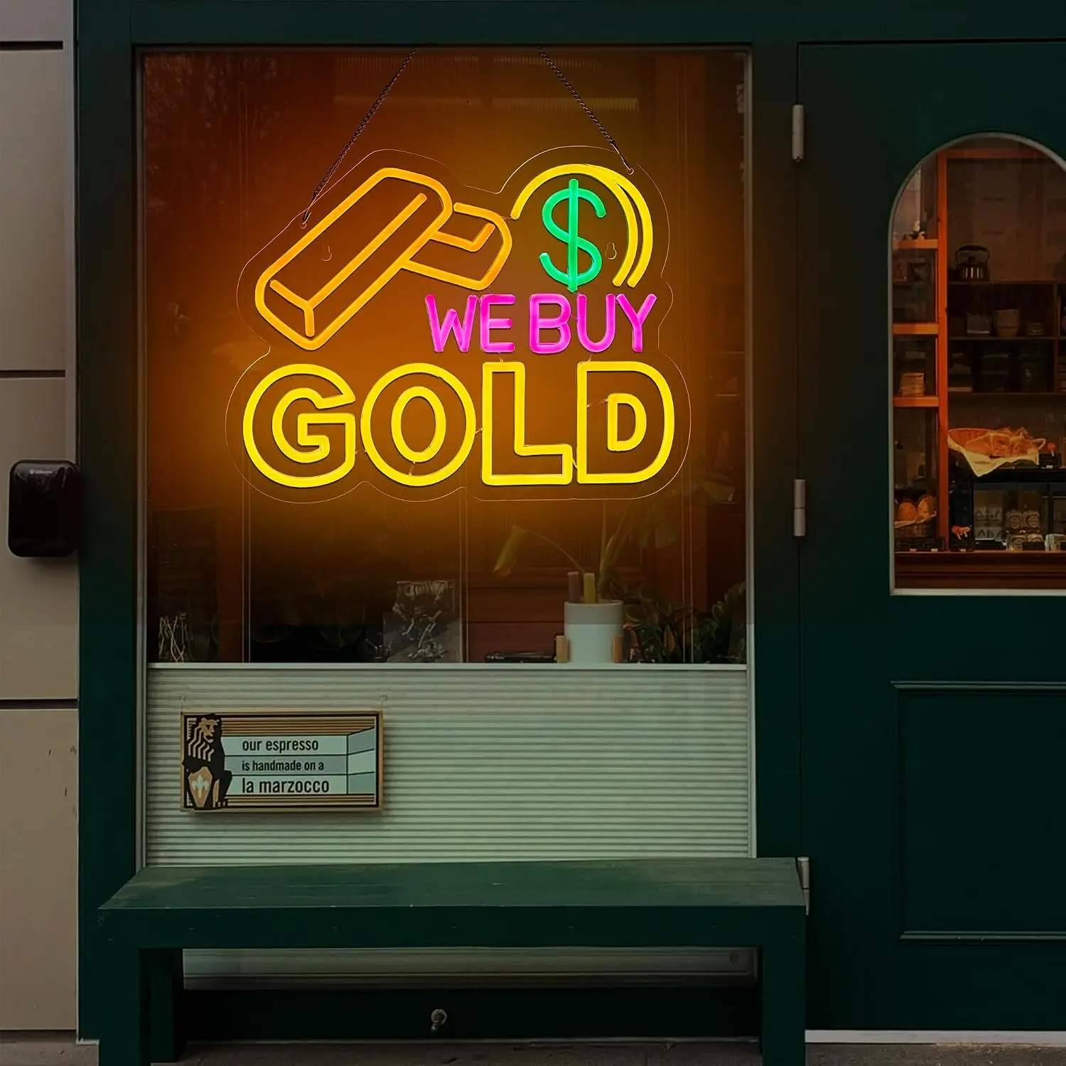 Bullion Dollar LED Neon Sign USB Neon Light Pawn Shop Jewelry Store Business Window Wall Decor Retail Shop Advertising Sign Gift