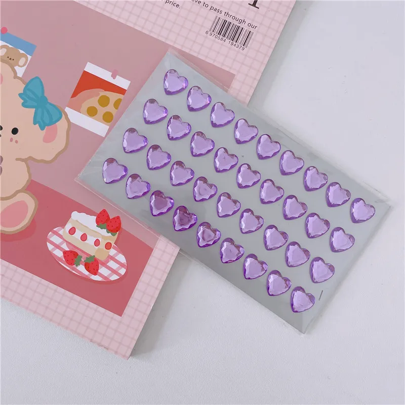 Acrylic Diamond Stickers Laser Shiny Girl Heart for Phone Case DIY Decoration Reward Craft Supply Self Adhesive