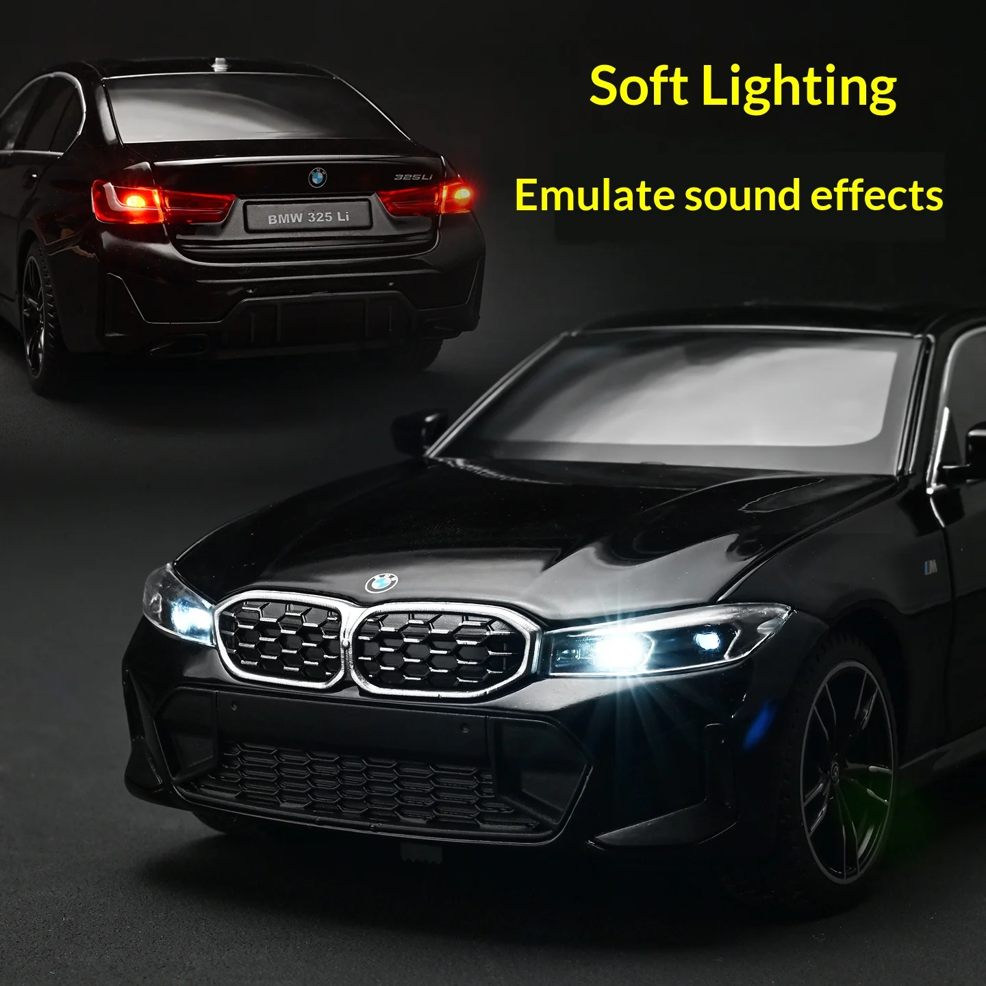 โมเดลรถบีเอ็มดับเบิลยู ซีรีส์ 3 อัลลอยด์ สเกล 1/24 พร้อมรายละเอียดภายในเสมือนจริง เสียงและไฟ ระบบดึงหลัง ของสะสมสำหรับผู้ใหญ่