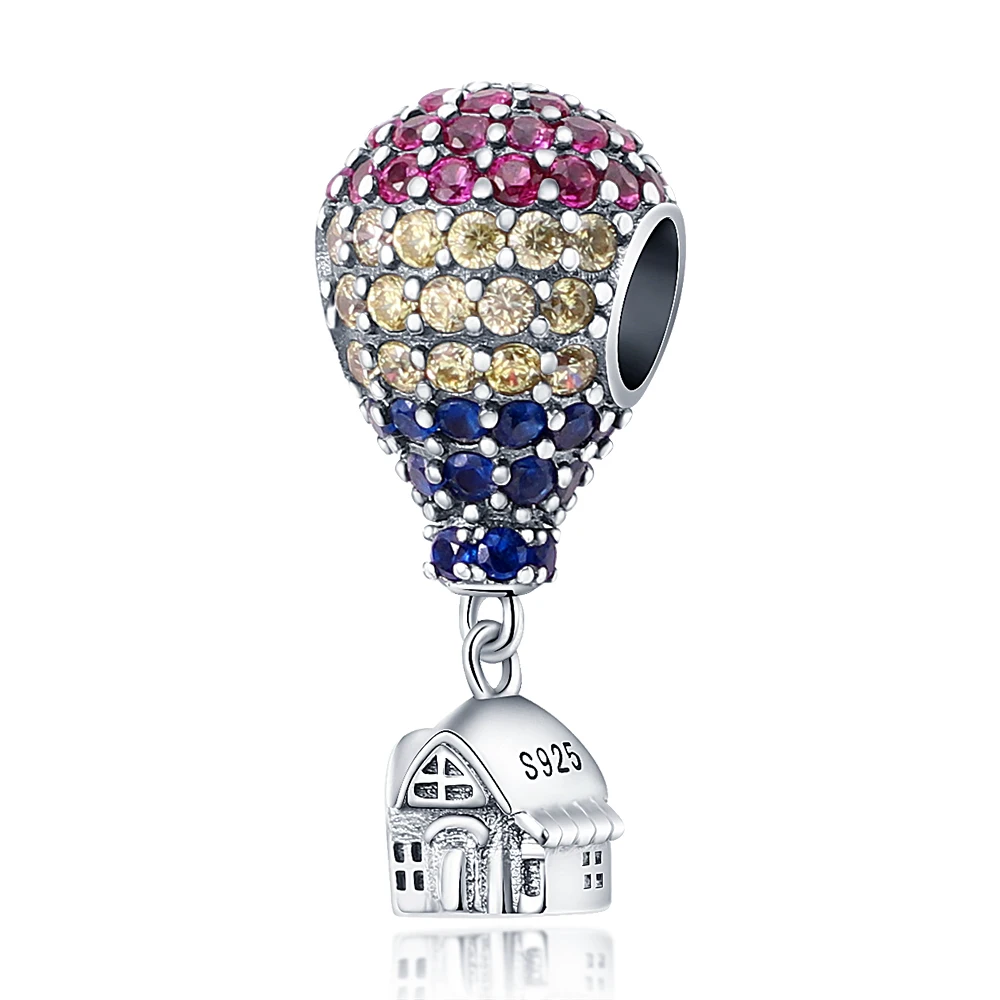 Perles de style ballon à air chaud en argent massif 925, pendentif d\'empreinte de patte de cœur, convient au bracelet à breloques Pandora original,