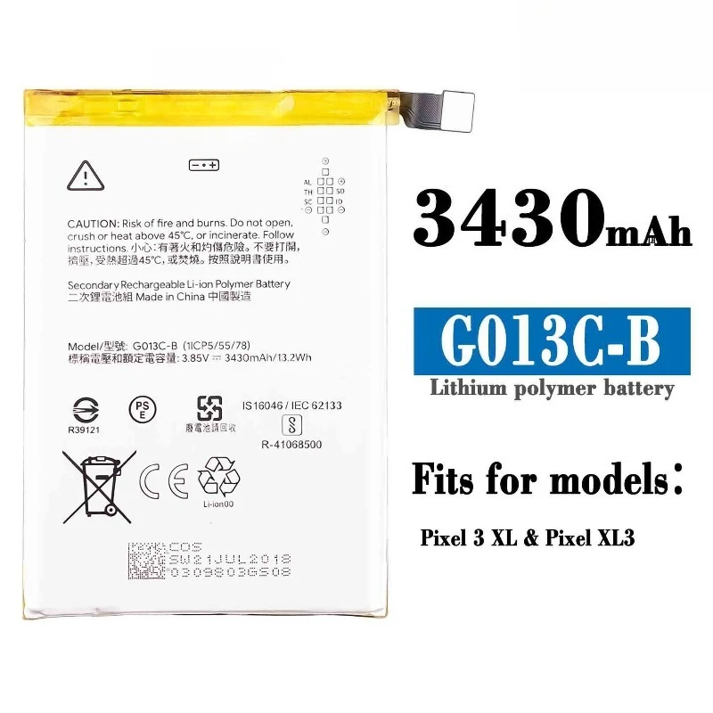 New G013C-B 3430mAh Replacement Battery For Google Pixel 3XL Pixel XL3 Mobile Phone Batteries+Tools