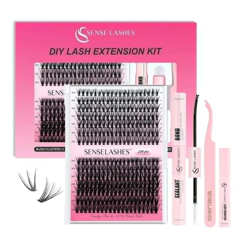 

SENSE LASHES DIY Lash Extension Kit 280pcs Volume Lashes 30D+40D D Curl 10-16mm Eyelash Clusters Natural Individual Lashes