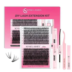 SENSE LASHES DIY Lash Clusters Kit 280pcs 30D+40D Kit de pestañas with Lash Bond & Seal and Eyelash Tweezers and Lash Remover