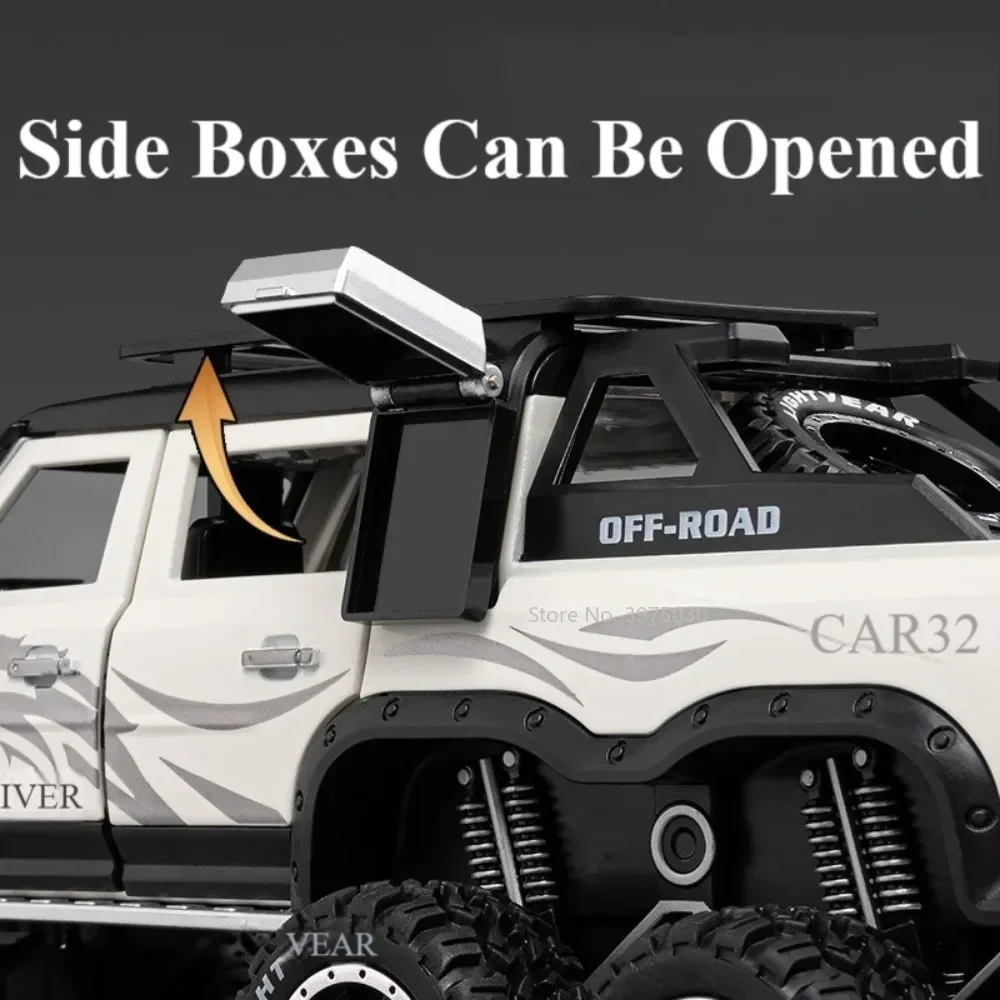 1:24 Alloy Land Rover Defender Diecast Toy Cars Miniature Model with Sound Light Pull Back Off-road Vehicles Kids Festival Gifts