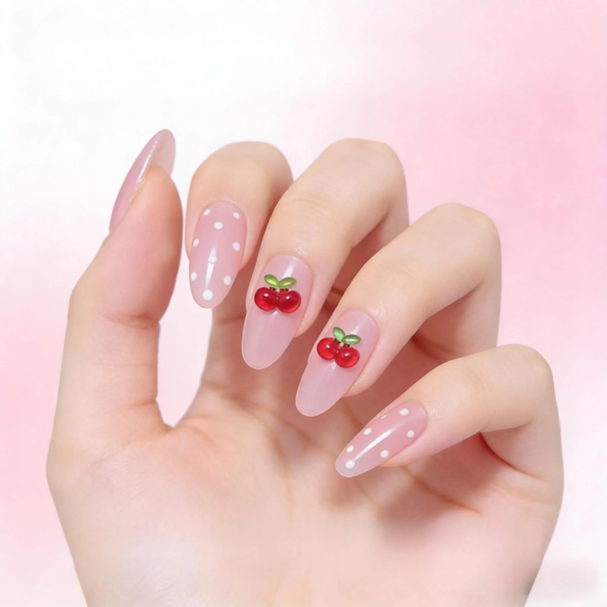 10 pcs Handmade Press on Nails/ False Nails-Almond-Sweet Che