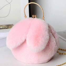 Cute Plush Rabbit Crossbody Bags for Women Korean Version Cute Purses and Handbags Girls New Rabbit Ear Shoulder Messenger Bag