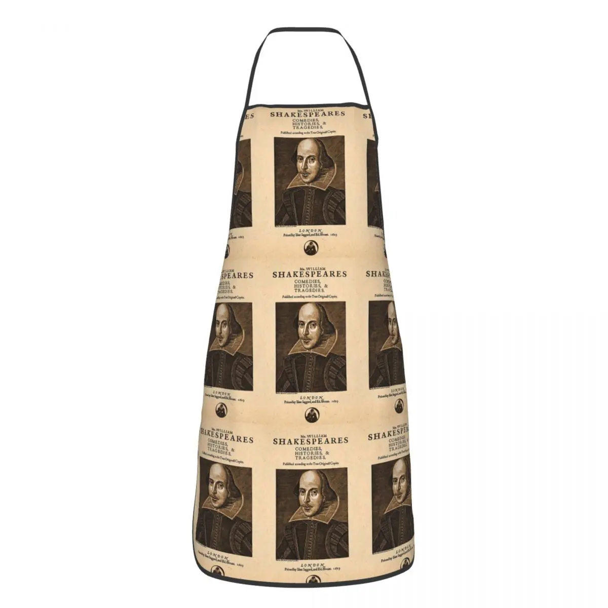 Shakespeare First Folio Front Piece Apron Chef Baking Tablier Sleeveless Bib Kitchen Cleaning Pinafore for Women Men Gardening