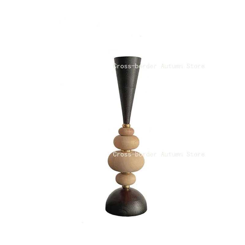 

Wabi Sabi Wooden Candlestick Retro Ornament Home Cafe Decor