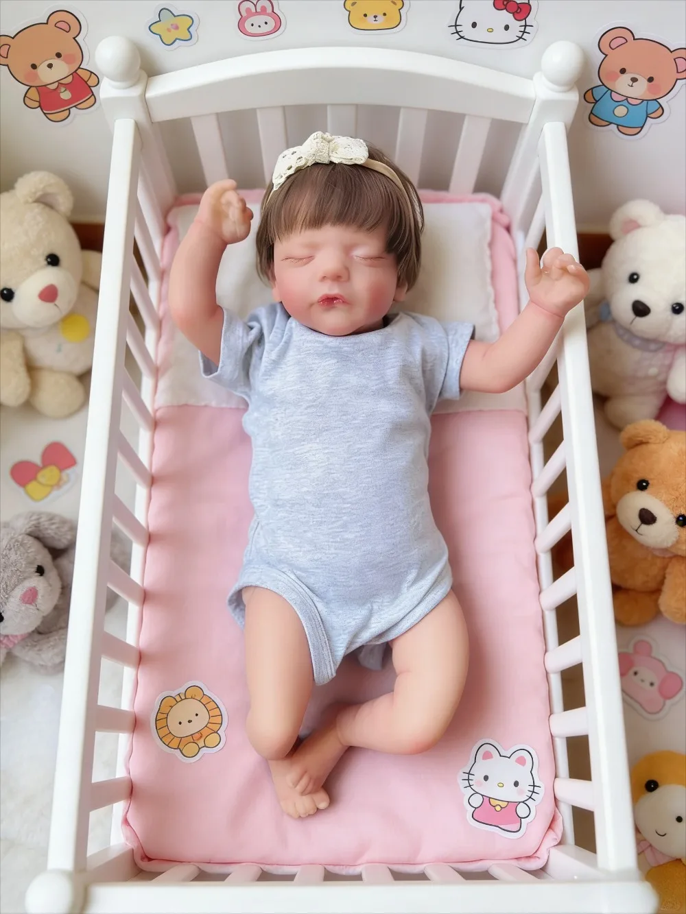 43CM Reborn Babypoppen Sam Slapen Pasgeboren Baby Handgeschilderd met Details Aderen Mu soias Bebe Reborn Speelgoed Cadeau voor Kinderen