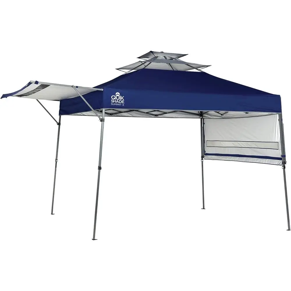 

Blue 10x17 Square Foot Outdoor Straight Leg Base with Adjustable Dual Hal Awnings, 170 Square Feet Shade