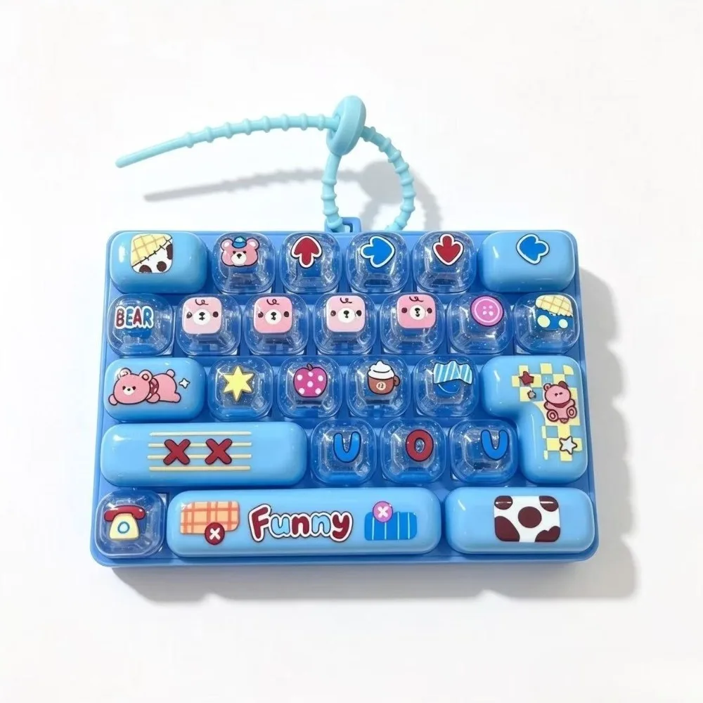 Sensory Multicolored 26-Key Keychain Cartoon 26 Key Grid Fidget Mini Keyboard Decompression Gift