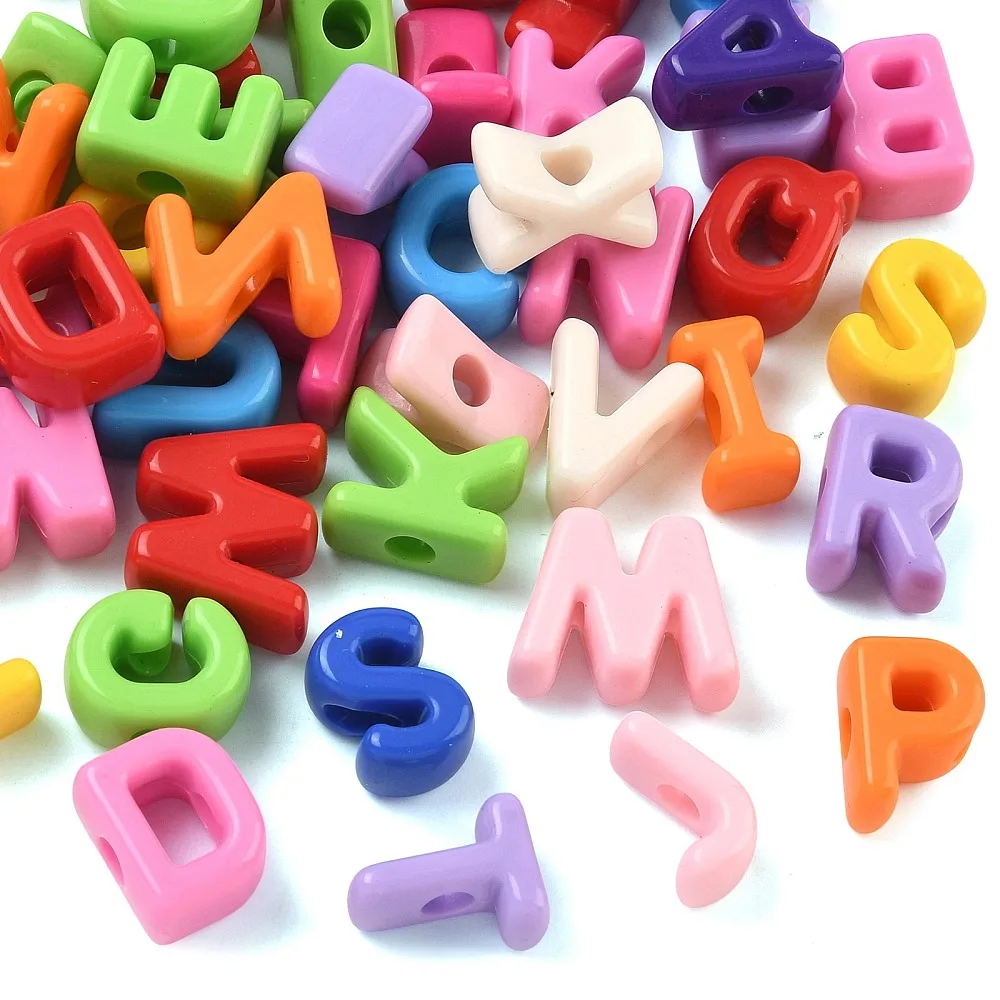 166pcs Colorful  Acrylic European Letter Beads 26 Alphabet A-Z Loose Beads Large Hole for DIY Bracelet Name Jewelry Making Craft