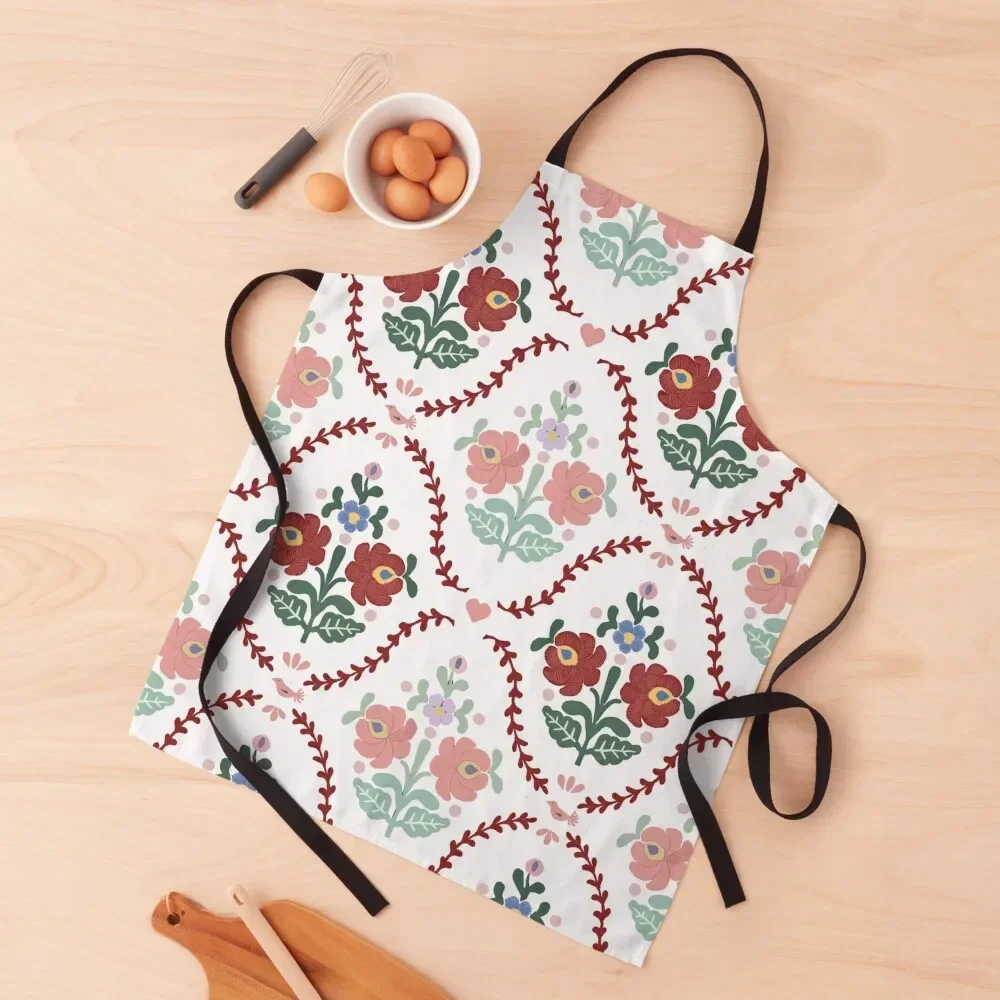 Hungarian Folk Pattern Light Apron Beauty Christmas gift Chef Uniform Woman Apron