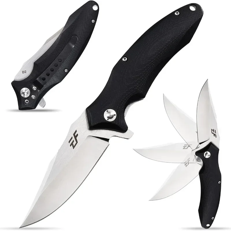

EF339 Portable Outdoor Camping Folding Pocket Knife D2 Blade G10 Handle Survival Tactical Hunt Utility Kitchen Knives EDC Tools