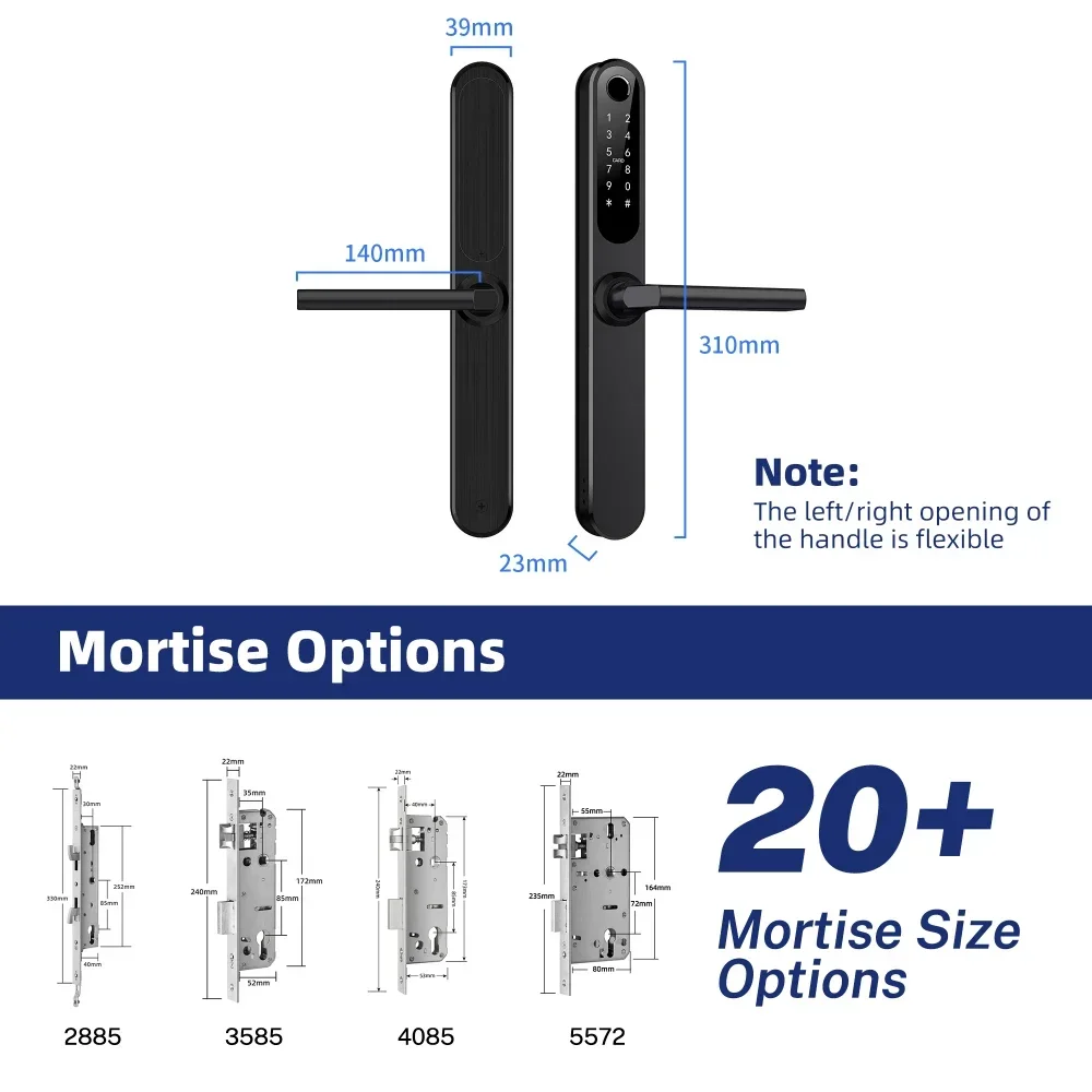 Liliwise impermeable IP66 cerradura de puerta inteligente con huella dactilar para exteriores aplicación Tuya TTLOCK BLE para puertas de aluminio de perfil estrecho puertas de madera