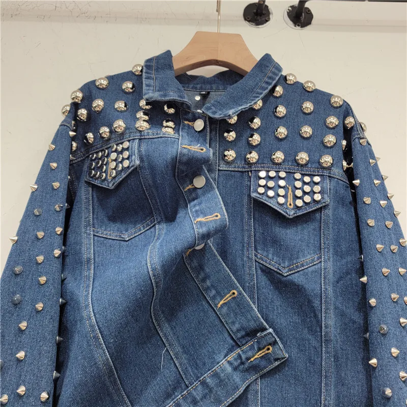 WTHT موضة المرأة تقسم برشام الشرير نمط الدنيم سترة 2025 الخريف العصرية التلبيب معطف طويل الأكمام الإناث 1LS2230