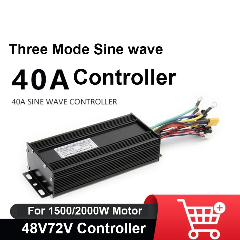 

Ebike трехрежимный 40A 15-трубный синусоидальный контроллер 48V72V SM штекер, для двигателя 1500 Вт/2000 Вт, модифицированные аксессуары для электрического велосипеда