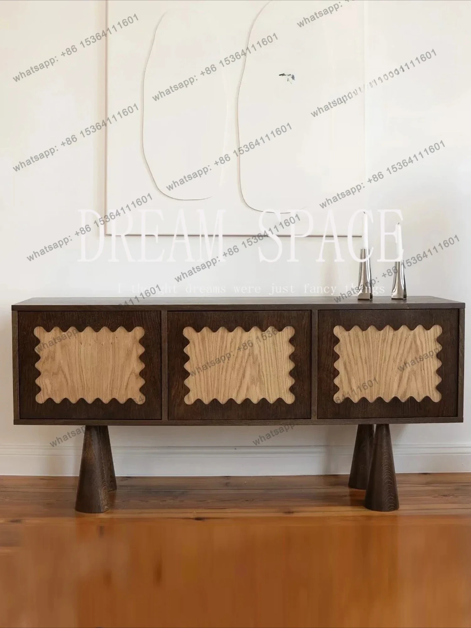 

French Solid Wood Retro Dining Side Cabinet, Household Wall Storage, Cream Style Small Apartment, Entrance Cabinet Designer