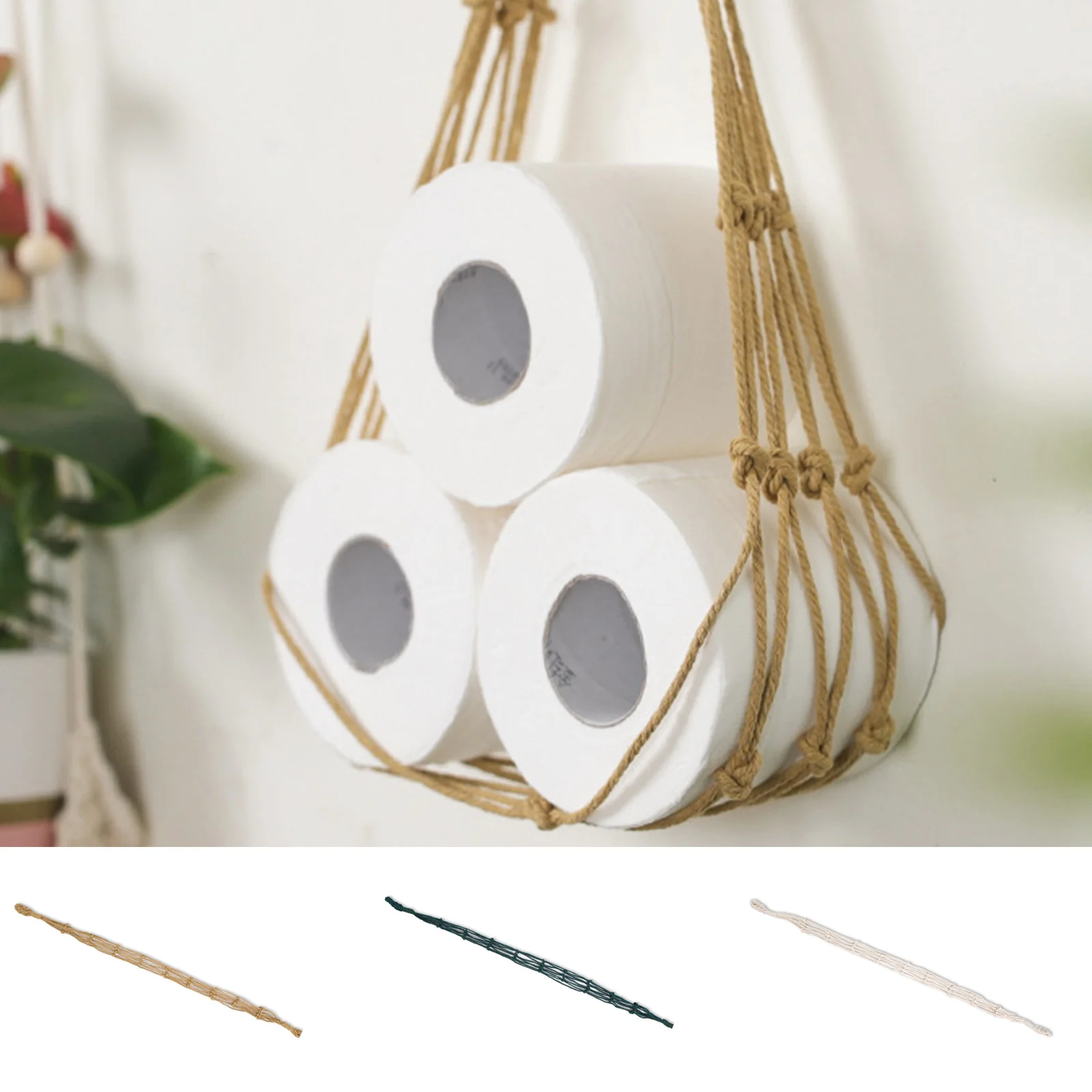 Home Hanging Cotton Rope Holder For Toilet Paper Magazine Books Holder Hotel Storage Hanging Pocket Rack Bathroom Decor