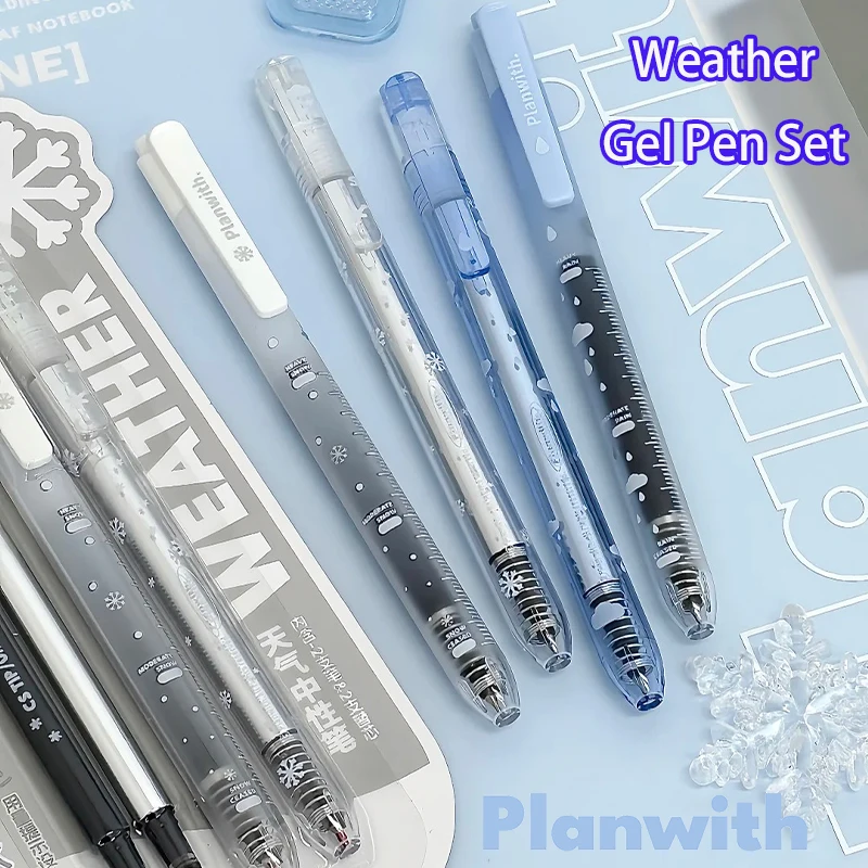 

Planwith Cute Gel Pens Refills Set Transparent Frosted Barrel 1800M Long Lasting Ink No Skip Black Pen Journaling Planning Gifts