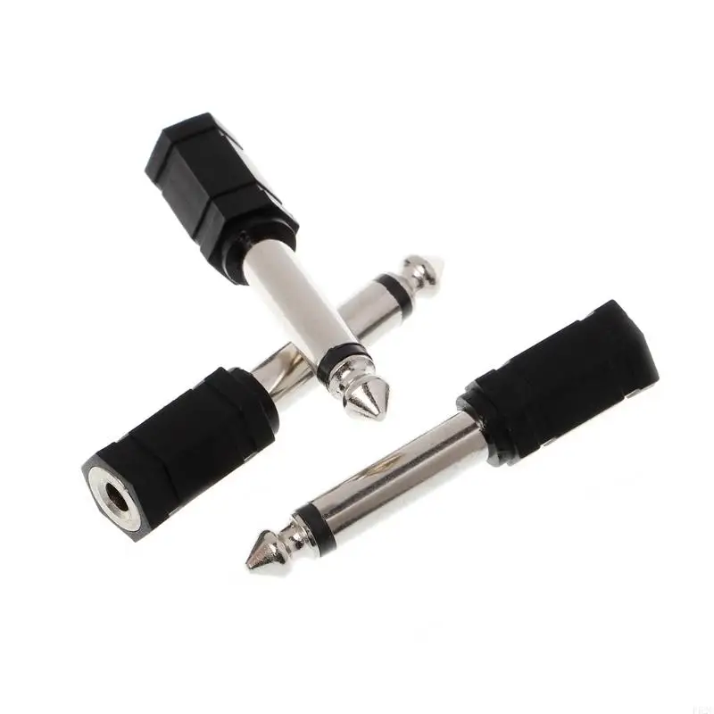 F62C 3 PCS 6.35mm 1/4 "モノプラグから1/8" 3.5mmジャックの女性Oコンバーターアダプター