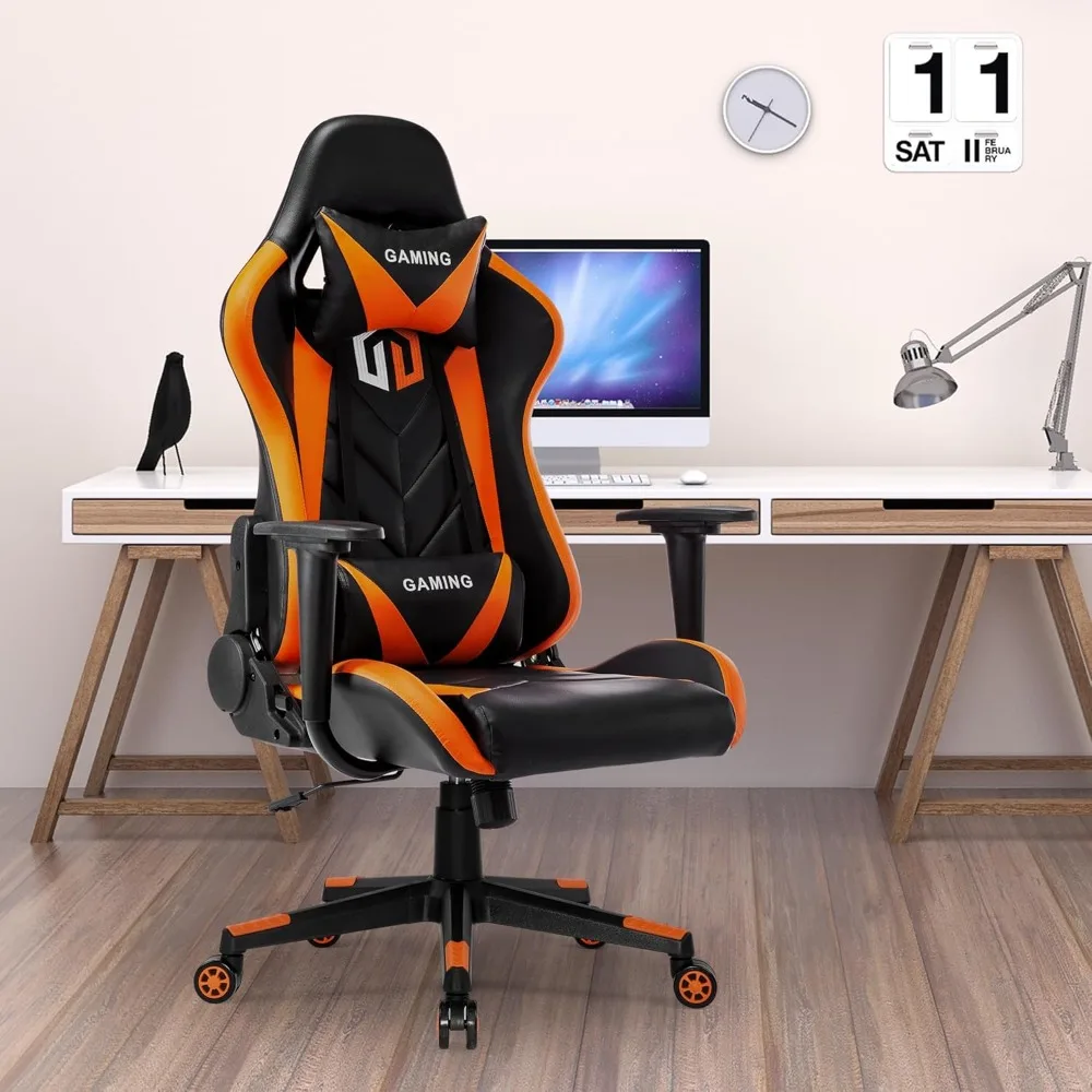 Gaming Chair Racing Office Chair Computer Desk Chair Executive and Ergonomic Reclining Swivel Chairs with Headrest and Lumbar