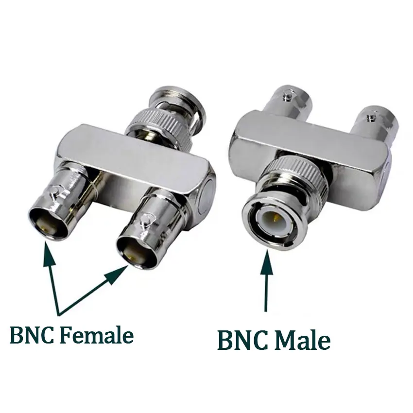 

1-10Pcs Q9 BNC Male Plug To Double BNC Female Connector BNC Male To 2x Dual Female Tee Type 3Way Splitter Type Y Coax RF Adapter