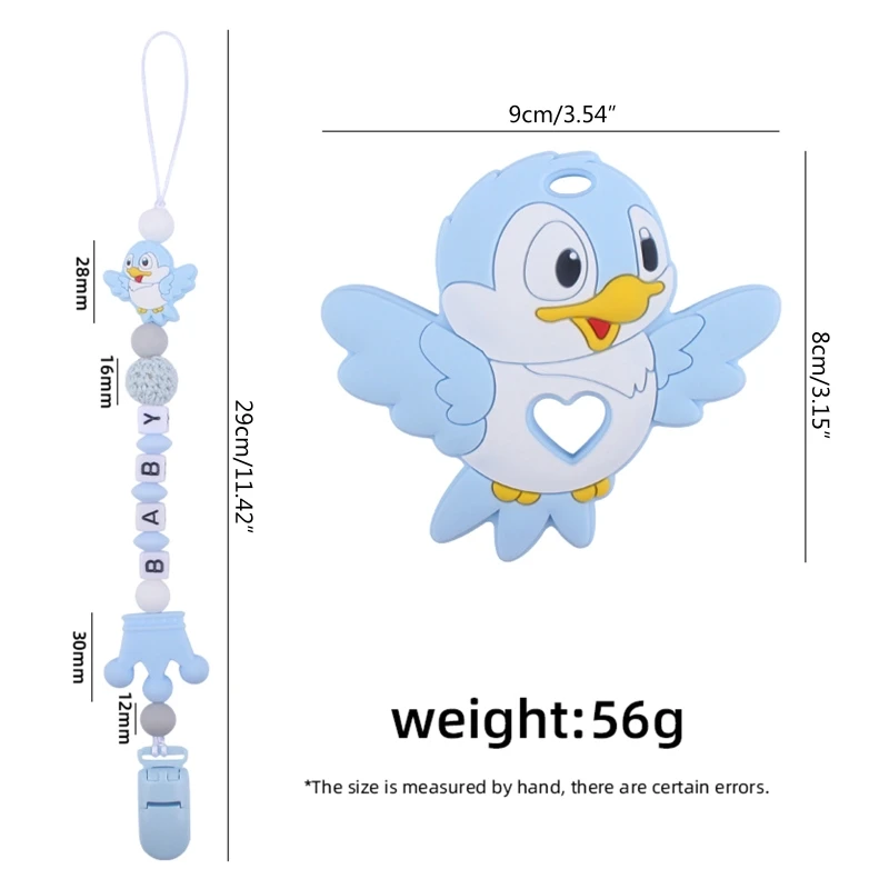 Nouveau dessin animé Animal oiseau perle sucette Clips sucette Silicone mâcher dentition pour bébé nouveau-né jouets