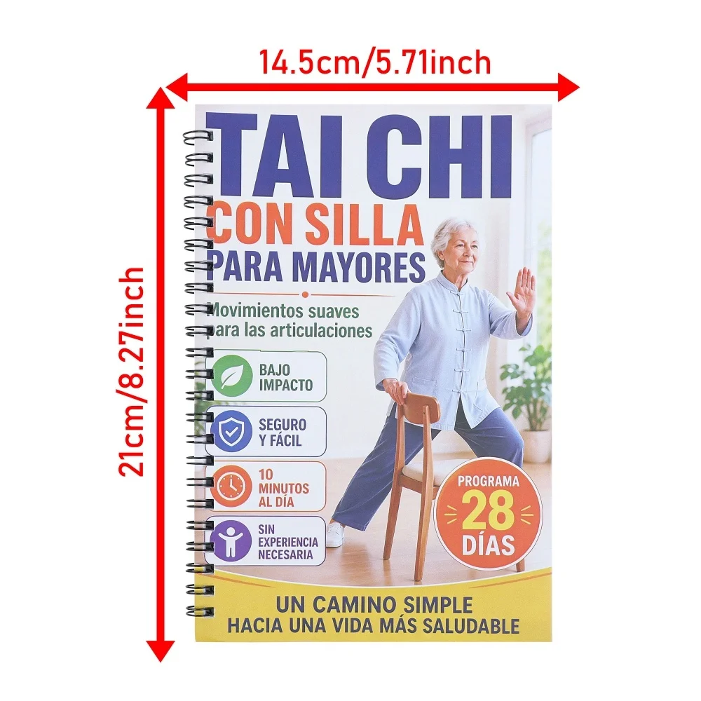 28-Day Spanish Tai Chi Planner for Seniors & Beginners, Daily 10min Seated & Standing Exercise for Balance and Joint Health