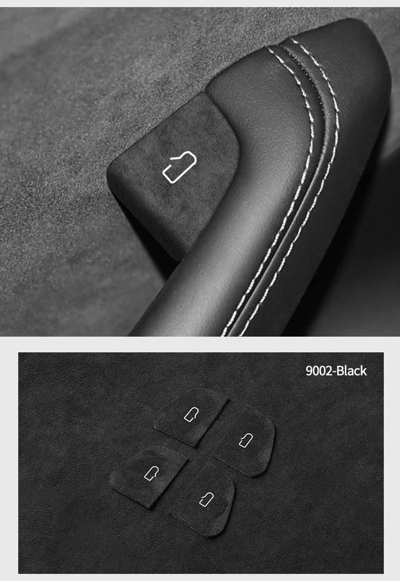 Für Tesla Model Y Juniper Model 3 Highland aus Alcantara Gefertigte Autotür-Innengriff-Knopfverkleidung Aufkleber Innenausstattung Tuning-Zubehör – Detail 7