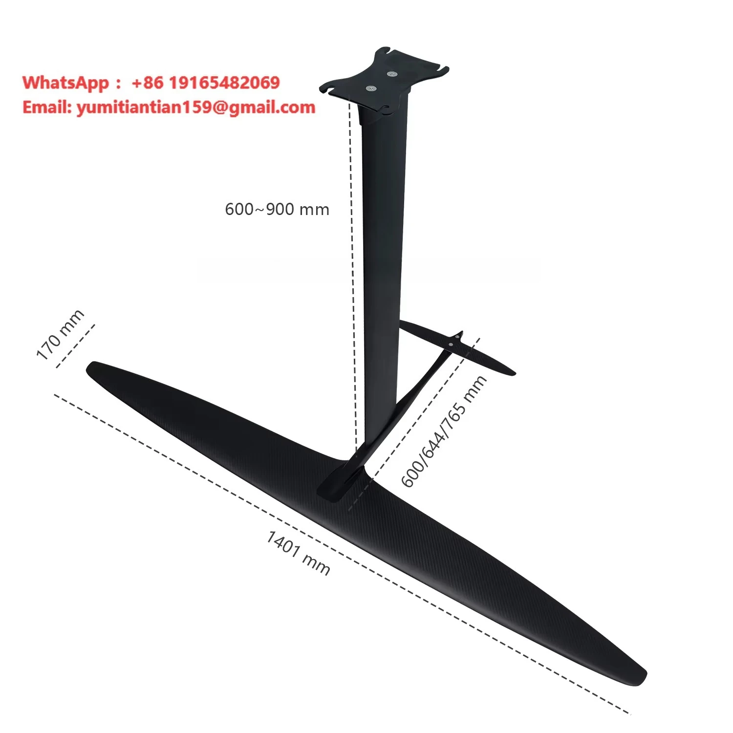 Watersports GY-HP1401 Unisex Hydro Wing Foil Set Carbon Powered Hydrofoil Kit with Foil Board for Windsurfing and Sailing