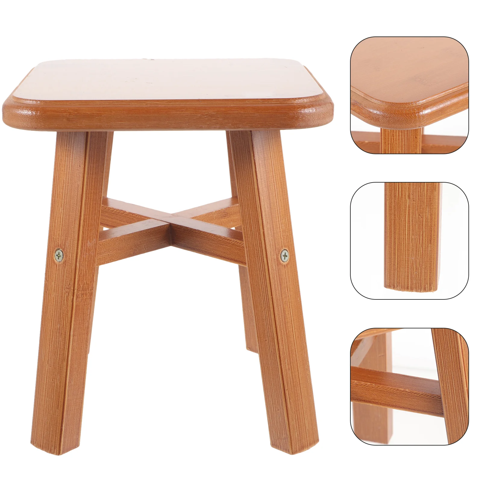 Sitting Stool Stepping for Home Living Room Solid Wood Low Square Stools Footstool Short Small Decor