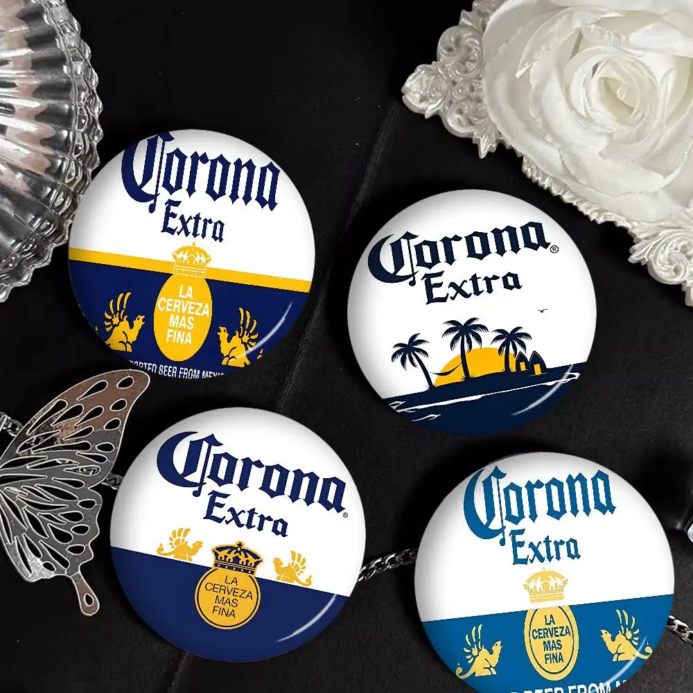 C-Corona E-Extra Beer Photo Brooches Creative Round Badge Gifts Pins 32/44/58mm