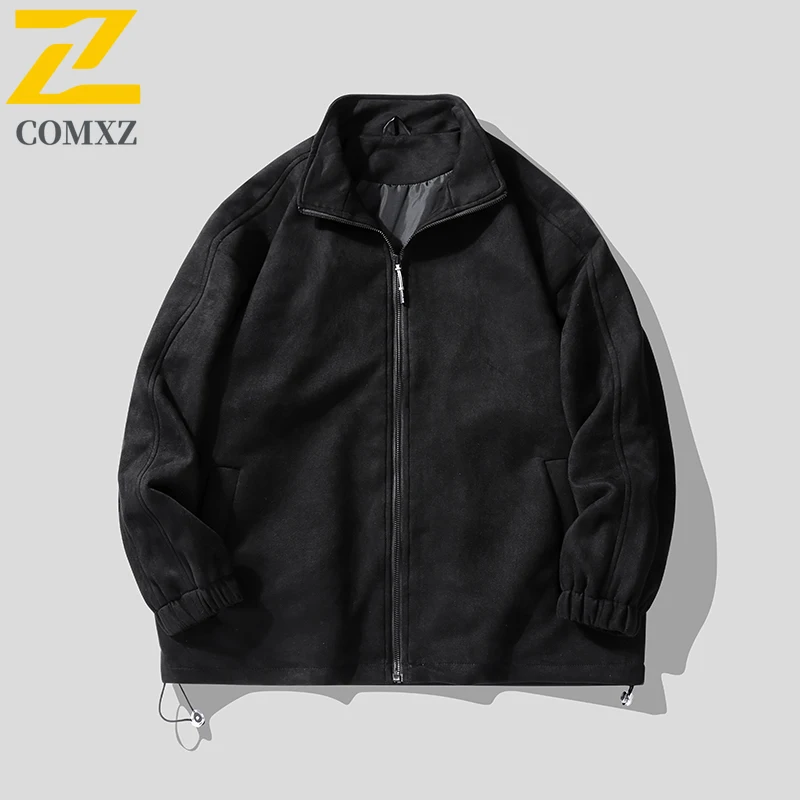 

Men's Jacket American Retro Casual Loose Camping Motorcycle Jacket Solid Color Zipper Outdoor Windproof Exercise Trendy Jacket